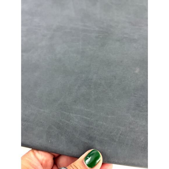 Vintage 90s Minimalist Gray-Blue Leather Structured Tote Work Bag YKK Zip - Picture 15 of 16